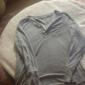 Gray Long Sleeve Henley Shirt